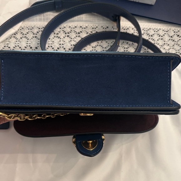 Coach Navy Leather Crossbody Bag with Gold Accents - Picture 5 of 9